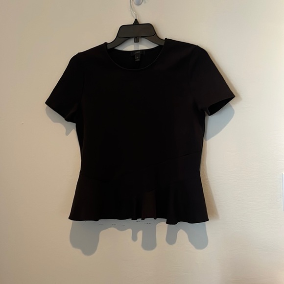 J. Crew Black Blouse Formal Top with Unique Asymmetrical Waist Design - Picture 2 of 10